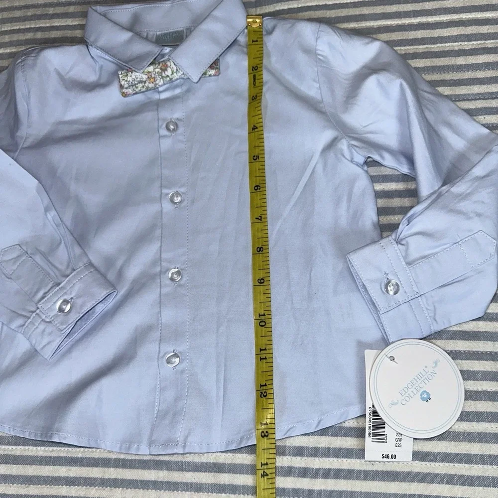 Edgehill Collection Baby Boys Dress Shirt Floral Bow Tie 24 Months New With Tags